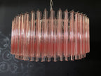 Murano Glass Chandelier – Triedri Round – 265 Prisms – Pink
