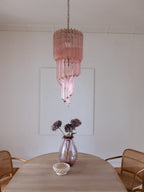 Murano Glass Chandelier – Spiral – 54 Prisms – Pink