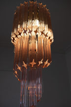 Murano Glass Chandelier – Spiral – 54 Prisms – Pink