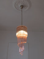 Murano Glass Chandelier – Spiral – 54 Prisms – Pink