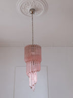 Murano Glass Chandelier – Spiral – 54 Prisms – Pink