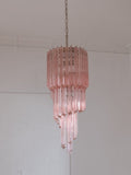 Murano Glass Chandelier – Spiral – 54 Prisms – Pink