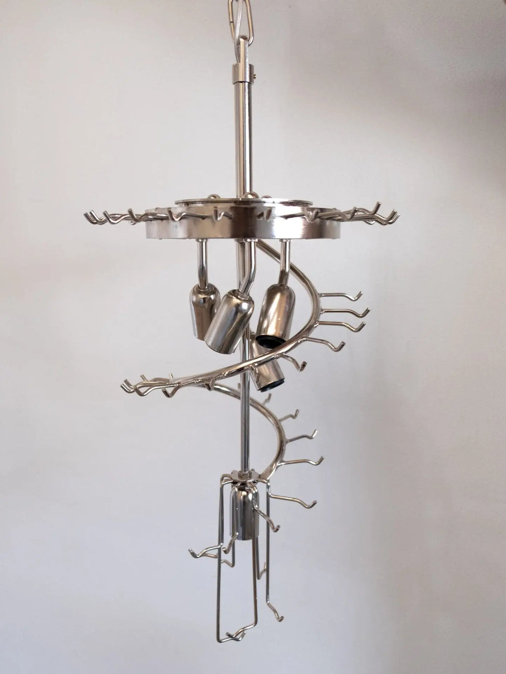 Murano Glass Chandelier – Spiral – 54 Prisms – Smoked