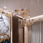 Luxury Glass Leaves Floating Chandelier with High-Quality Finish for Hotel, Villa, Living Room