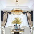 Modern Round Crystal Chandelier with Gold and Black Finish – High-Quality Crystal and Metal