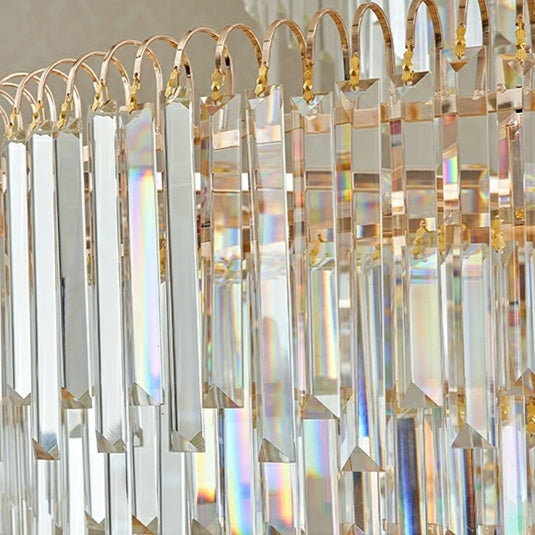 Luxury 3-Layer Round Crystal Chandelier with K9 Crystal and Metal Finish for Living Room and Foyer