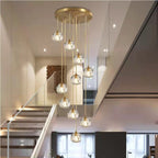 Sputnik K9 Crystal Chandelier Entryway Pure Copper Ceiling Light Foyer Hall Brass Lighting