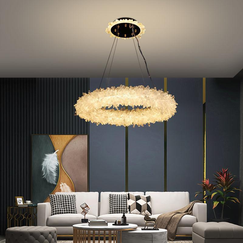 Derek Modern Rock Quartz Crystal Cluster Halo Chandelier