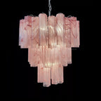 Murano Glass Chandelier – 48 Tubes – Alabaster Pink