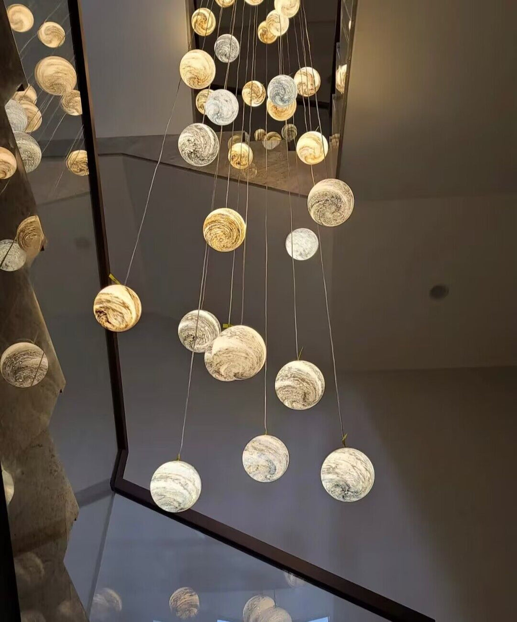 Nordic Planet Multi-Light Globe Staircase Chandelier