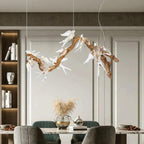 Lucky Bird Glass Brass Branch Round Chandelier