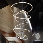 Rose Rock Crystal Multi-Rings Chandelier Modern Chandelier Staircase