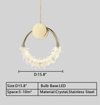 Modern Crystal Butterfly Pendant Light with Gold / chrome Finish Stainless Steel Frame LED