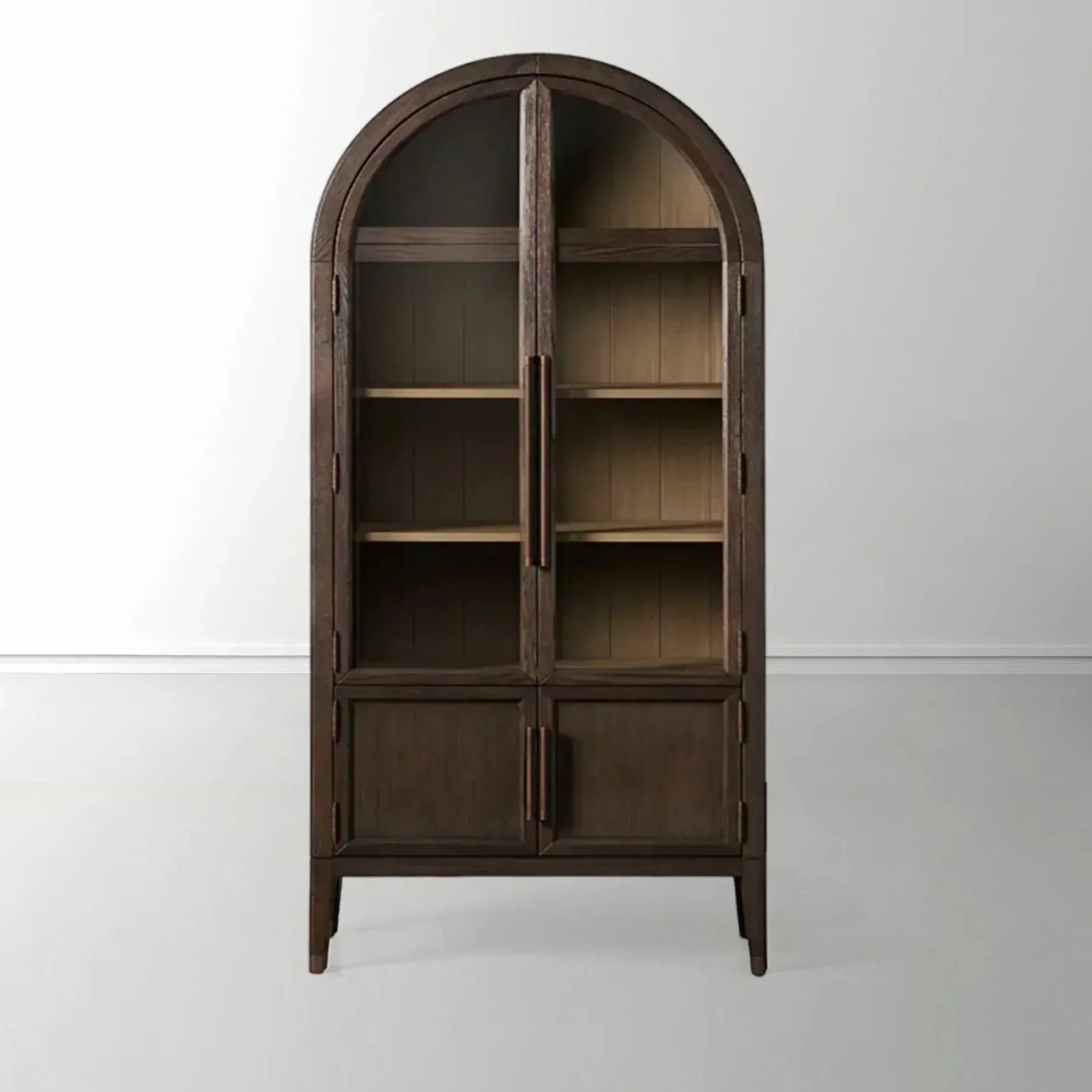 Hattie Glass Accent Cabinet in Oak 36-Inchw 46-Inchw