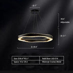 Modern Minimalist Art Wave Crystal Chandelier Suit in Black Finish for Living Room & Dining Room