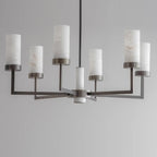 Contemporary Alabaster 6-Arm Compass Chandelier