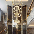 Modern Multi Gold Donuts Shape Crystal Chandelier Ring Round Light for Foyer Staircase / Living Room / Bar /