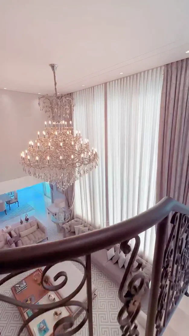 Luxury Multi-Layer Tiered Candle Crystal Chandelier with Gold / silver Metal Finish