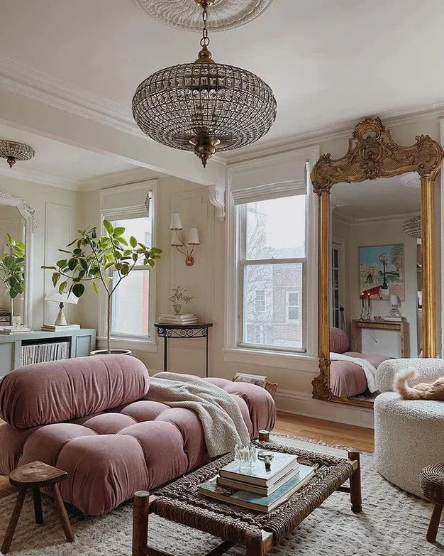 French Empire Vintage Ellipsoid Crystal Chandelier with Iron and Brass Finish for Living Room Bedroom