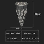 Modern Light Luxury Multi-Layered Openwork Leaf Crystal Chandelier for Living Room / Staircase / duplex