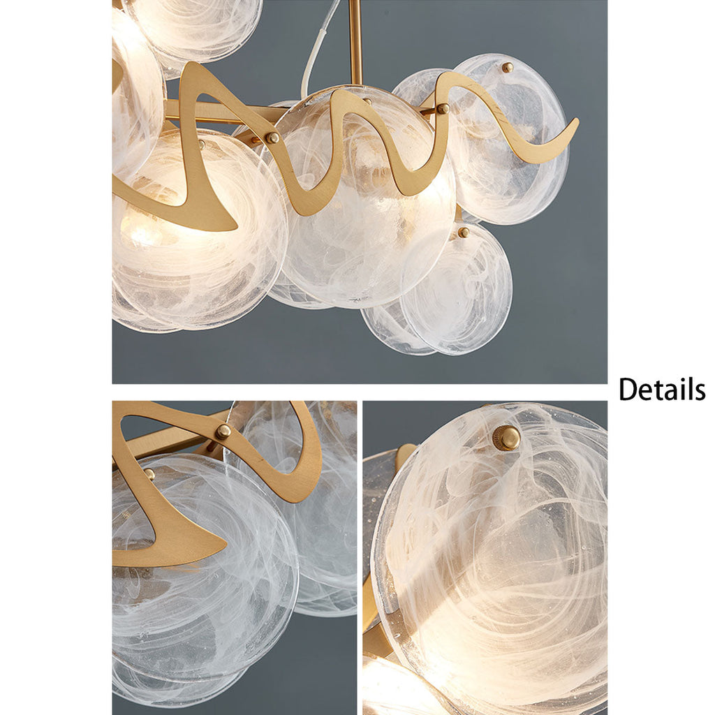 Post-Modern Light Luxury Minimalist Round Glass Cluster Chandelier for Dining / living Room / bedroom