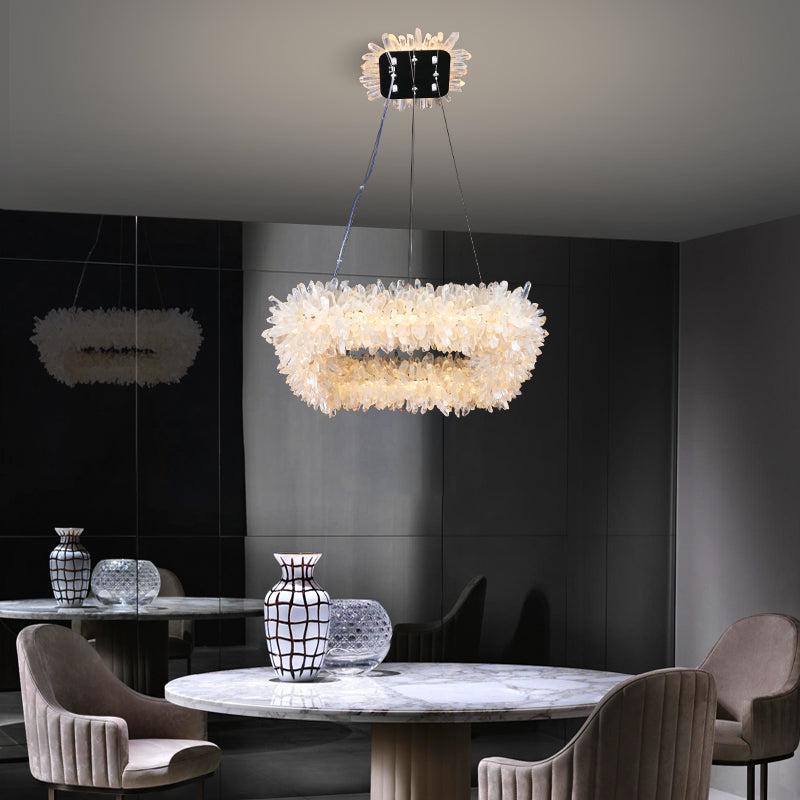 Derek Modern Crystal Cluster Square Chandelier