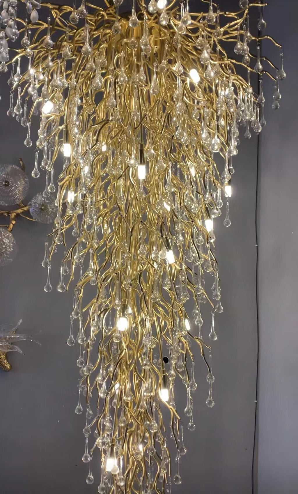 Branch Water Drop Crystal Chandelier for Foyer / staircase