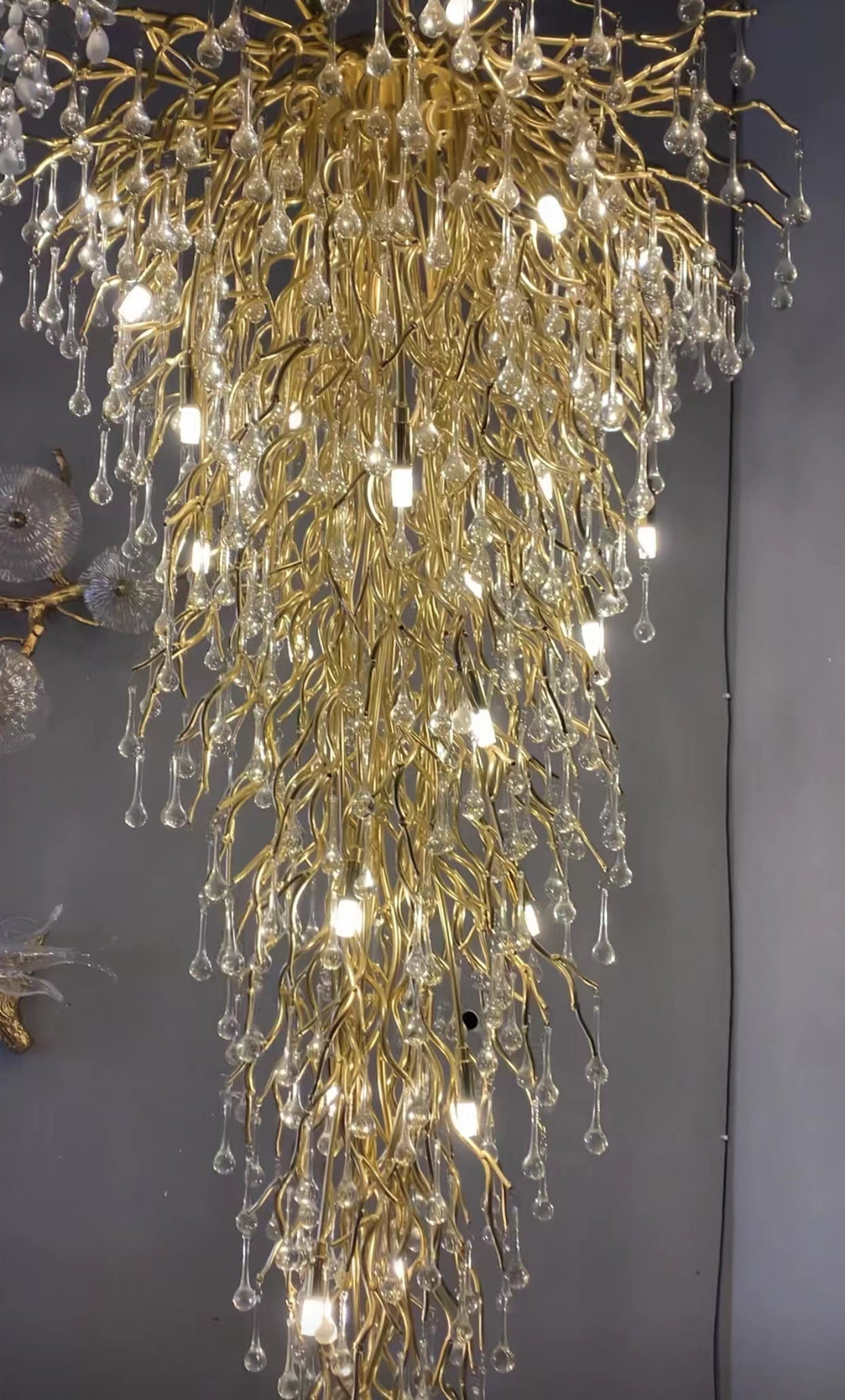 Branch Water Drop Crystal Chandelier for Foyer / staircase
