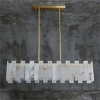 Modern Flake Alabaster Linear Chandelier