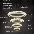 Extra Large Round Acrylic and Stainless Steel Multi-Layer Chandelier for High Ceilings