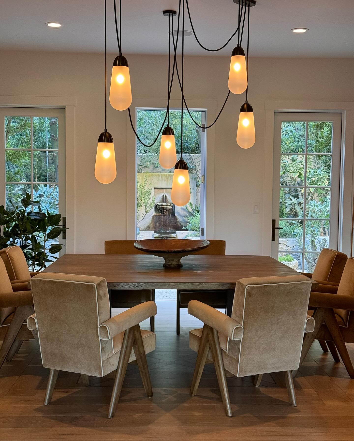 Modern Floating Pears-Inspired Frosted Glass Pendant for High-Ceiling