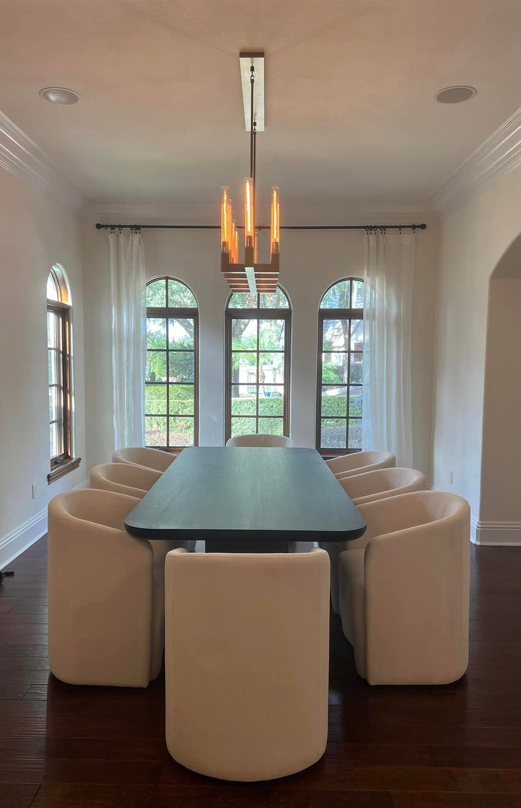 Modern Linear Round / linear Tubular Glass Chandelier for Dining Room / kitchen Island