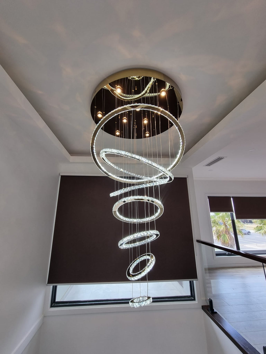Light Luxury 5 / 6 / 7 Rings Crystal Chandelier for Staircase / foyer / villa