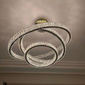 Modern Front Entryway Chandelier 3 / 4 / 5 / 6 / 7 Rings Crystal Gold / Chrome Finish Ceiling Lamp