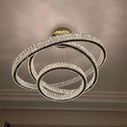 Modern Front Entryway Chandelier 3 / 4 / 5 / 6 / 7 Rings Crystal Gold / Chrome Finish Ceiling Lamp