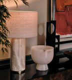 Cream Stone Table Lamp with Linen Shade - Erhaus product image 4