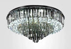 Smoke Gray Crystal Round Flush Mount Chandelier Light Luxury Finish