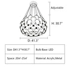 Modern Basket Pendant Chandelier with Acrylic and Metal Finish for Living and Dining Room