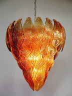 Murano Chandelier – 52 Felci Glass Leaves – Amber