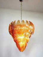 Murano Chandelier – 52 Felci Glass Leaves – Amber
