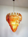 Murano Chandelier – 52 Felci Glass Leaves – Amber
