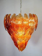Murano Chandelier – 52 Felci Glass Leaves – Amber