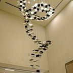 Modern Glass Spiral Floating Square Chandelier – High-Quality Finish