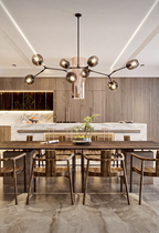 Modern Sputnik Smoky Gray / amber Glass Branch Chandelier for Kitchen Island / dining Room