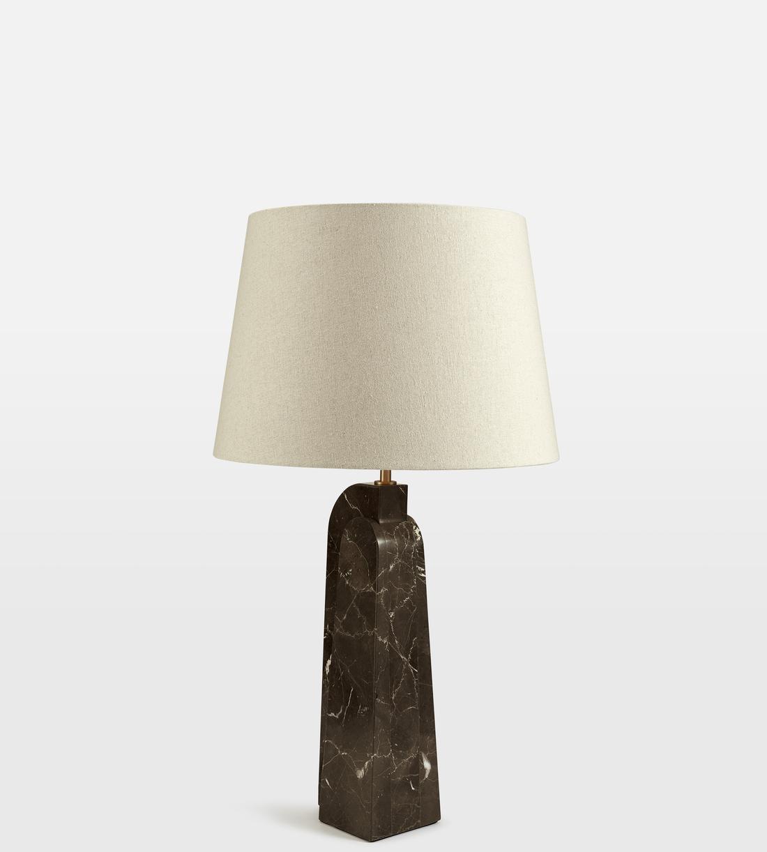 Brown Marble Table Lamp with Linen Shade - Erhaus product image 2