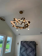 Modern Round / linear Geometric Aluminum LED Chandelier for Dining Room / bedroom