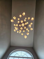 Antique Brass Irregular Cutting Diamond Multi-Drop Suspension Chandelier with Mirror Shades