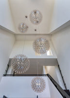 Round Starry Sky Chandelier Light Fire Ball Ceiling Lighting for Living Room / cottage / high-Ceiling