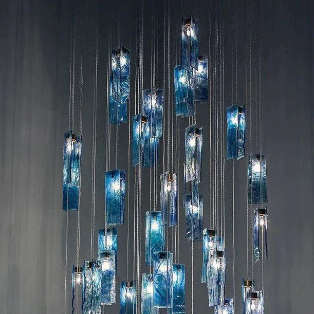 Art Design 1 / 25 / 60 / 84-Light Colorful Rectangle Cluster Glass Tile Pendant / chandelier