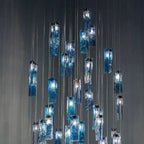 Art Design 1 / 25 / 60 / 84-Light Colorful Rectangle Cluster Glass Tile Pendant / chandelier